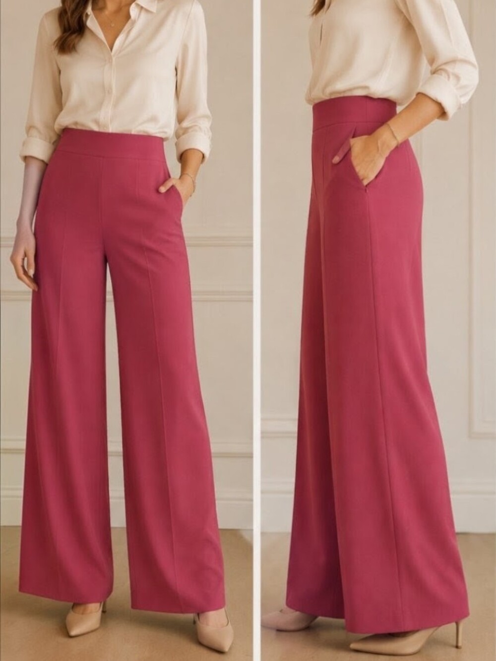 Ellen Tracy 100% Silk Wide-Leg Pants | Size 6 | NWT
Beautiful vintageLotus color
